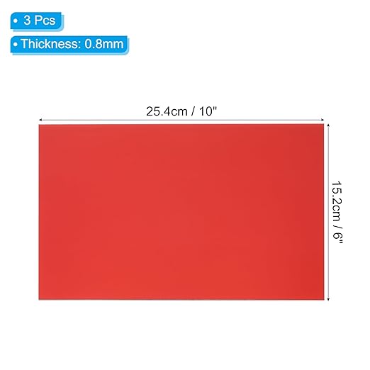 PATIKIL 6x10 Inch Anodized Aluminum Sheet Metal, 3Pcs Laser Plates Engraving Blanks 0.5MM Thin Rectangle for Crafting DIY House Laser Engraving, Red