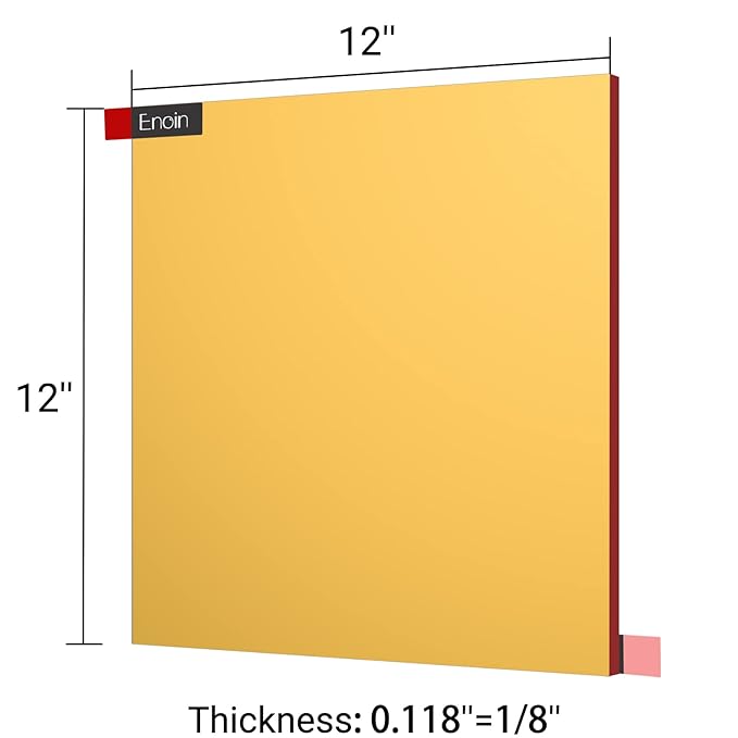 Enoin 2pcs 12 x 12 inch Gold Acrylic Sheet - Cut to Size Plexiglass Sheets 1/8 inch Thick, Small Wall Mirrors for Wall Decor DIY Craft Acrylic Sign