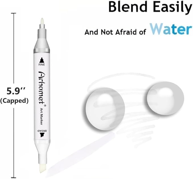 6pcs Colorless Alcohol Markers Set, Blender Blending Clear Markers Dual Tips Art Drawing Sketched Double Tipped for Adults Kids (Colorless)