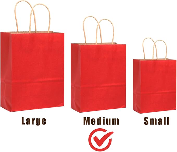 qiqee 32-Packs Wine Paper Gift Bags with Handles Bulk 7.6"x4.75"x10.5" Medium Size Gift Bags Multiple Uses
