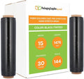PSBM Black Stretch Wrap, 15 Inch x 1476 Feet, 144 Pack, Tinted Pre-Stretched Shrink Wrap Film for Moving, Packaging, Pallet Wrapping