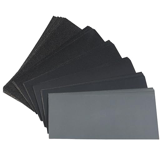 60 Pcs 9x3.6 Inch 8 Grit Mixed Packing Wet and Dry Sandpaper Sheets, Woodworking Furniture/Automobiles/Metal/Lacquer Polishing Sanding Sheets，80/150/320/600/1000/1500 Grit