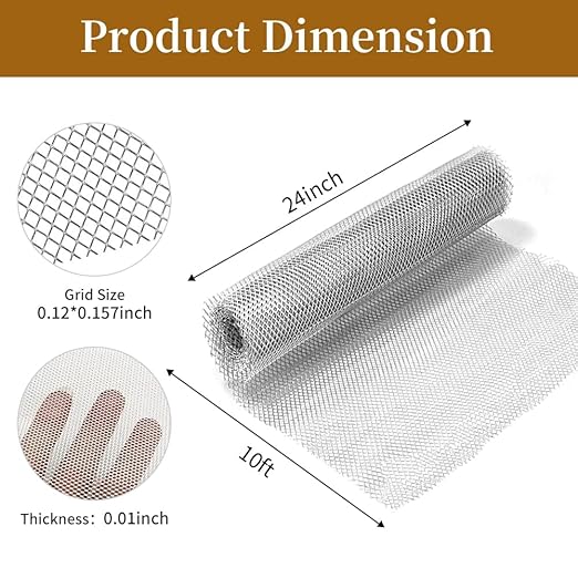 Aluminum Wire Mesh for Arts and Craft Sculpting Mesh Roll 24 Inch by 10 Foot for Sculpture Projects Craft Wire Mesh for Crafts (Silver, 24inch x 10foot)