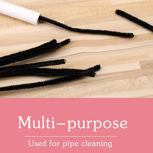 60 PCS Black Pipe Cleaners - Bulk Art & Craft Pipe Cleaners Chenille Stem for Creative Home Decoration and Arts Crafts