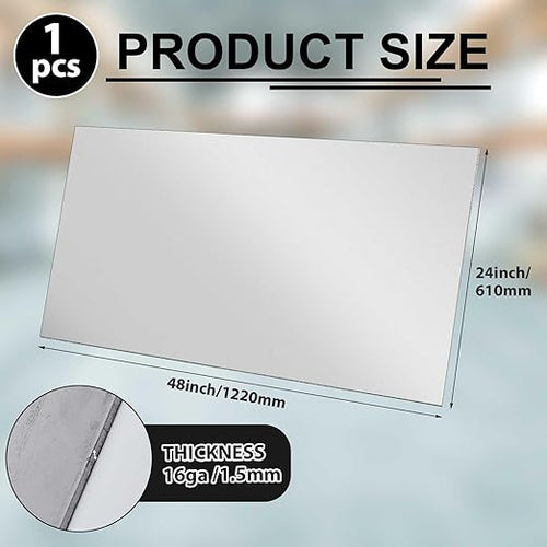 1 Pcs 16 Gauge 24 x 48 Inch Metal Steel Sheet Steel Plate Mild Carbon Cold Rolled Square Weldable Metal Panels for Outside Industrial DIY Use Projects Weld Accessories