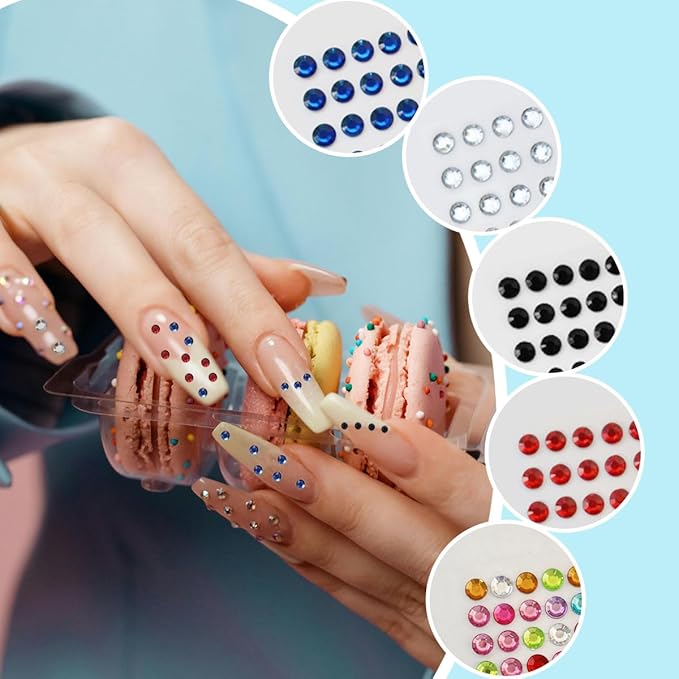 4 Sheets Self Adhesive Pearl Stickers, Self 4 Sizes Bling Rhinestone Sticker, Rhinestone Stickers,Flat Back Pearls Sticker for DIY Crafts Craft Card Decorations Nail Art Beauty Makeup (Black)