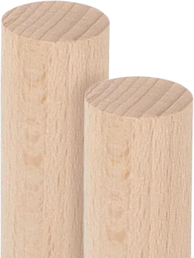ALBO 1" x 48" Wooden Dowel Rods Set - 2 Pack Birch Natural Extra Long Hardwood Craft Sticks Stair Rails Supports Garden Structures Smooth Sanded Finish Woodworking Material DIY Furniture