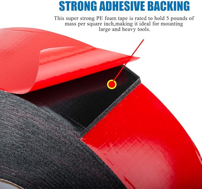 Double Sided Foam Tape 1.18In x 33FT 2 Pack, Mounting Tape Heavy Duty, Strong Adhesive Weatherproof Seal Strips for DIY Craft Picture Poster, Car & Gap Filling Mountings, Home Office Decor (Black)