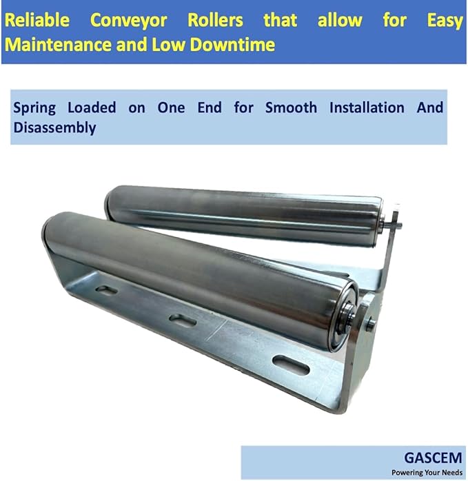 Pack of 2 10"BF Long Roller and Bracket l 1.5"Ø Galvanized Steel Conveyor Roller I Set of Roller and Bracket Versatile as Support Rollers for Woodworking, Roller Stand or Bike Rollers Conveyor Rollers