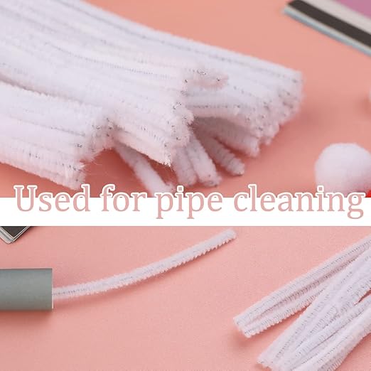 60 PCS White Pipe Cleaners - Bulk Art & Craft Pipe Cleaners Chenille Stem for Creative Home Decoration and Arts Crafts