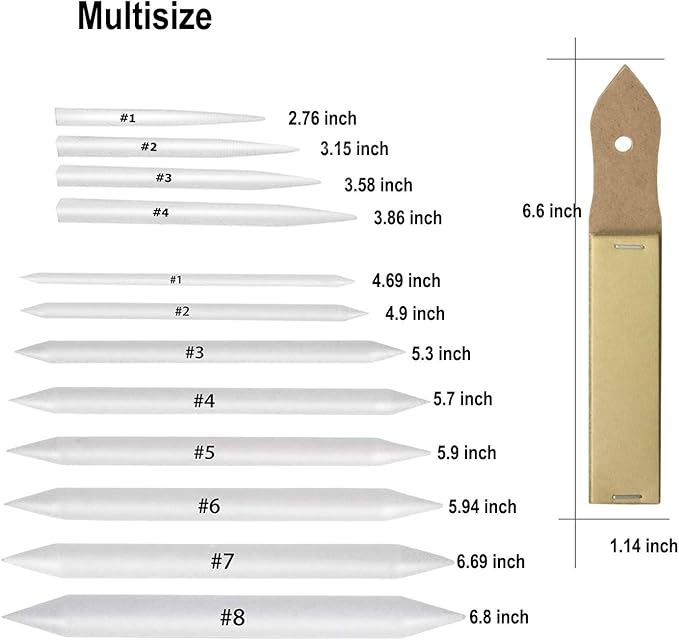 33 Pcs Blending Stumps and Tortillions Paper Art Blenders Drawing with Sandpaper Pencil Sharpener Extension Kneaded Eraser Rubbing Sponge for Student Artist Charcoal Sketch Drawing Tool