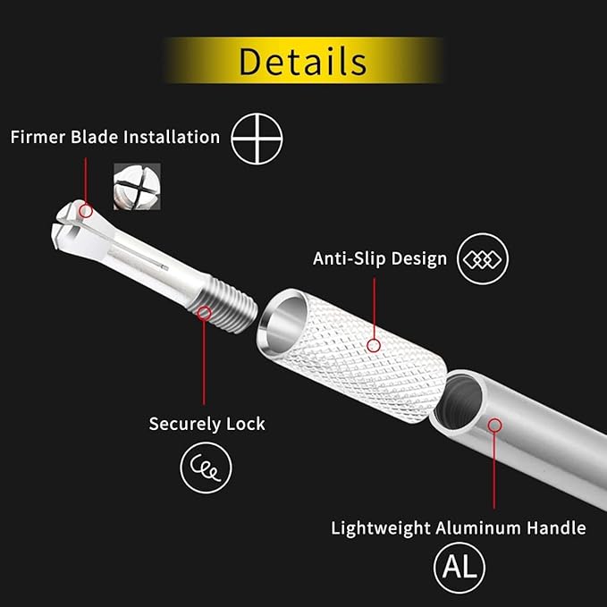DIYSELF 1 Pcs Craft Knife Hobby Knife with 11 Pcs Stainless Steel Blades Kit, 1pcs Steel 15MM Ruler for Art, Scrapbooking, Stencil(Gold)