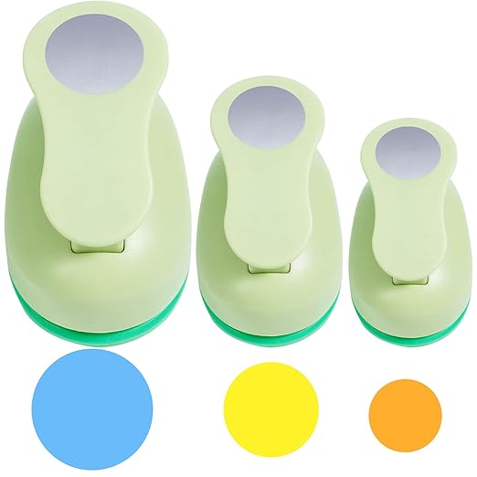 UCEC Circle Cutter, 3 Pcs Circle Punch, Craft Paper Hole Cutter for Crafting, 3/8 5/8 1 Inch Hole Punch for Paper Crafts