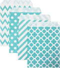 KEYYOOMY 100 Pcs Teal Blue Candy Buffet Bags - Small Polka Dot Paper Treat Bags for Wedding & Birthday Party (5 x 7 inch)