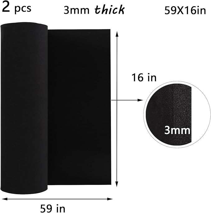 AMZQNART 2Pcs EVA Foam 3mm, Cosplay Foam 16x59 inch Black, High Density 90 kg/m³, for Craft Projects Cosplay Costumes, Fake Weapons, Decorations, Christmas, Easter, Thanksgiving, etc.