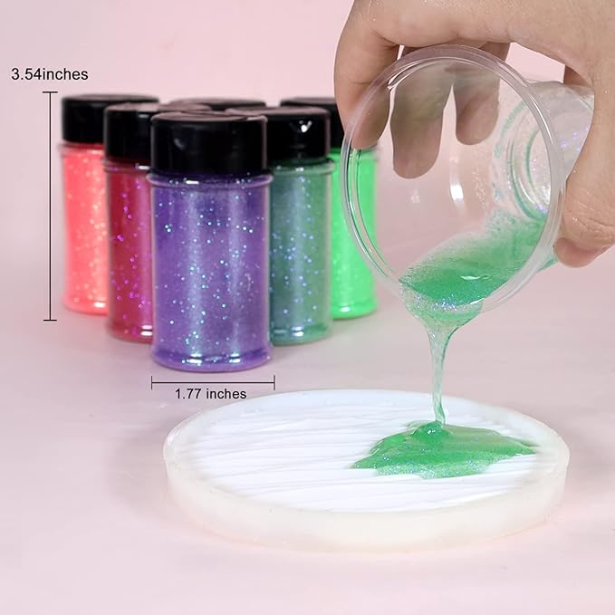 Renfio Iridescent Ultra Fine Glitter Powder Resin Supplies Glitters 1.94 Oz (55g) PET Flake Crafts Sequins 1/128" 0.008" 0.2mm Epoxy Chips Flakes for Tumblers Slime Painting - Magic Red