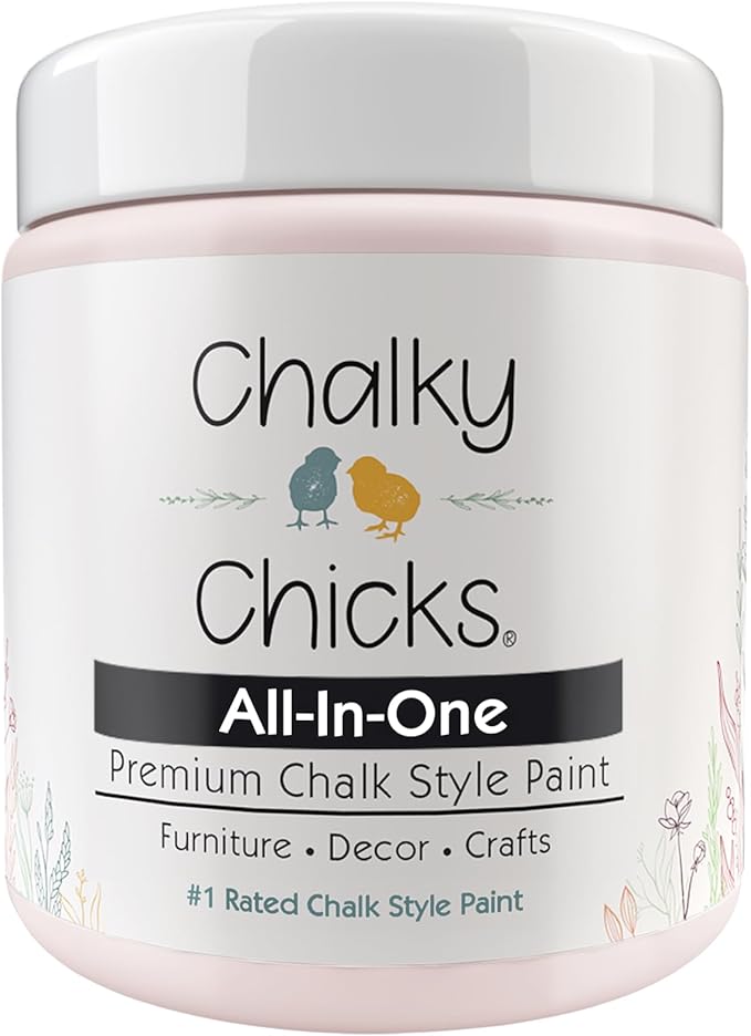 Chalky Chicks All-in-One Chalk Paint for Furniture or Cabinet - 4 Fl Oz - Matte Finish Paris Pink for Metal, Wood Furniture Paint - No Sanding All-in-One for Home Decor & Crafts, USA Made