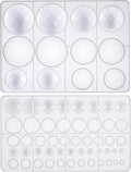 FUNSHOWCASE Cabochon Gem Resin Silicone Molds for Cake Decoration, Polymer Clay, UV Epoxy Urethane Polyresin Jewelry Making, Faceted and Round Domes Set of 2 Trays Circle Diameter 0.2-2.3inch