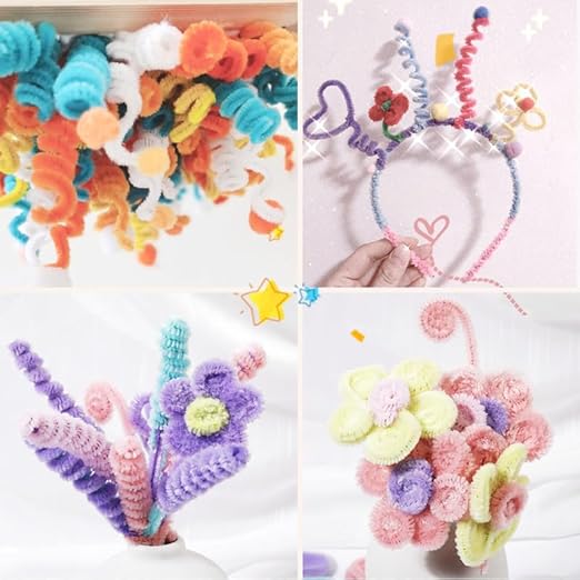 100 Pieces Pipe Cleaners Chenille Stem, Solid Candy Pink Color Pipe Cleaners Set for Pipe Cleaners DIY Arts Crafts Decorations, Chenille Stems Pipe Cleaners (Light Pink)