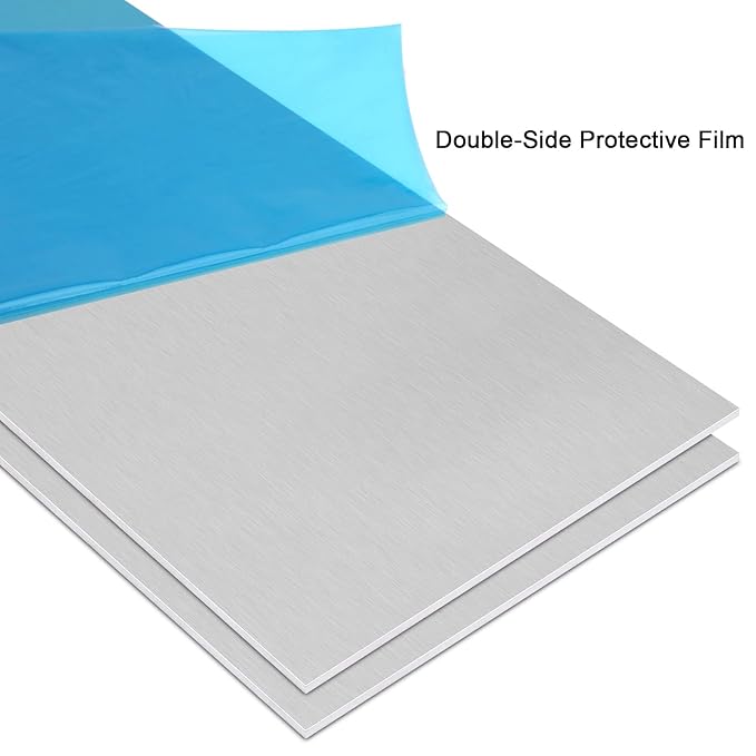 2Pack 6061 T651 Aluminum Sheet Metal 6 x 12 x 1/8 (0.125) Inch Flat Plain Aluminum Plate Covered with Protective Film, Heat Treatable Rectangle 3MM Aluminum Metal Plate for Crafting, lndustry