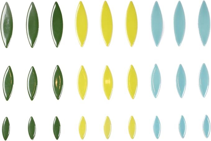 VerzTile Mosaic Tiles for Crafts - Petal Shaped Ceramic Tile Craft Hobbies & Art Projects 39 Color Options Endless Creativity DIY Design (Light Green Mix)