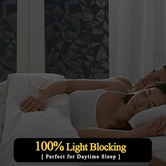 Niviy Blackout Window Privacy Film with Installation Tools Static Cling 100% Light Blocking Room Darkening, Heat Control Removable Window Tint for Home, 29.5" x 78.7"