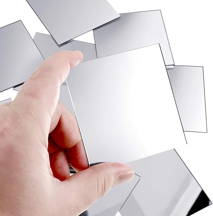 Jetec Mini Size Acrylic Square Mirror Adhesive Small Square Mirror Tiles for Crafts and DIY Projects Supplies(25 Pcs,5 Inches)