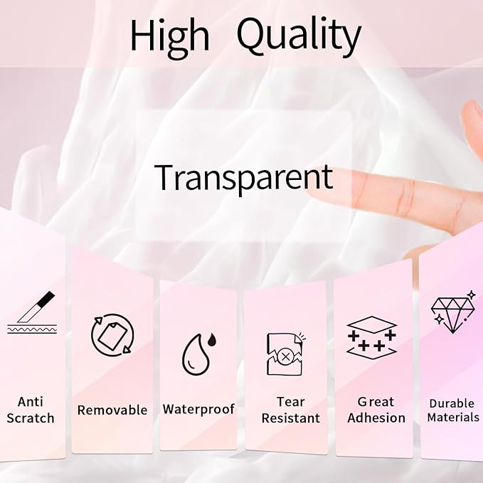 Transparent Clear Thermal Label Stickers, 2 x 1 Inch Printable Transparent Stickers, Holographic Pink Direct Clear Thermal Labels, Perforation Line Design- 200 Sheets