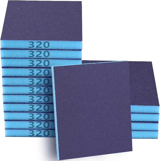 8 Pack 320 Grits Sanding Sponge, Coarse Sanding Block, Washable and Reusable Wet Dry Sandpaper Block Sandpaper Sponge for Wood Metal FurniturePaint and Drywall