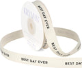 Best Day Ever Ribbon - 5/8 Inch x 12 Yards Natural Twill Tape Ribbon, Cotton Herringbone Ribbons for Gift Wrapping, Birthdays, Weddings, Christmas, Anniversaries, Valentine's Day, Mother's Day