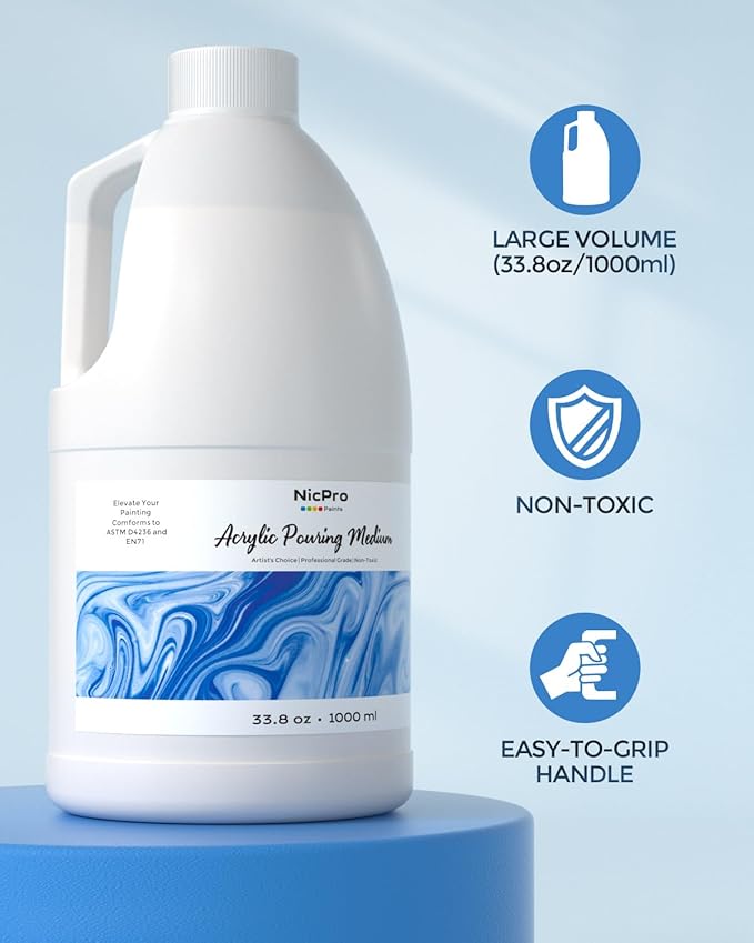 Nicpro Paint Thinner for Acrylic Painting, 33.8oz / 1000ml, Acrylic Paint Thinner, Acrylics Flow Medium Improve Flow Consistency