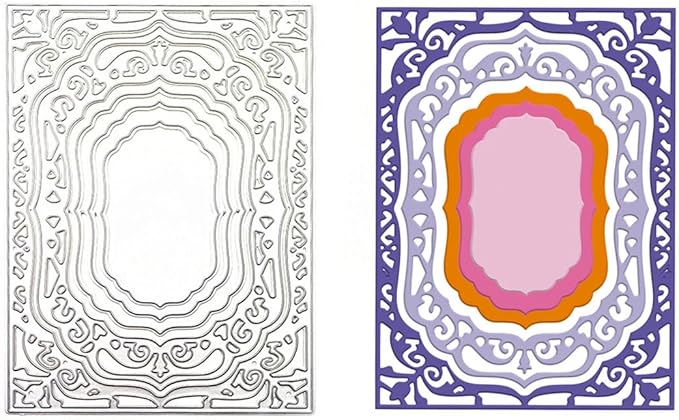 Lace Rectangle Frame Metal Die Cuts,Flower Border Square Frames Layering Label Card Cutting Dies Stencils for Card Making Stencil Embossing Tool Scrapbooking DIY Craft