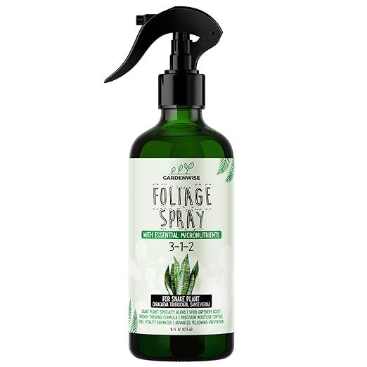 Professional Foliar Plant Spray with Essential Micronutrients 3-1-2 for Snake Plants, Dracaena trifasciata, Sansevieria - Liquid Fertilizer - Plant Food - Plant Shine - Plant Care (8 OZ)