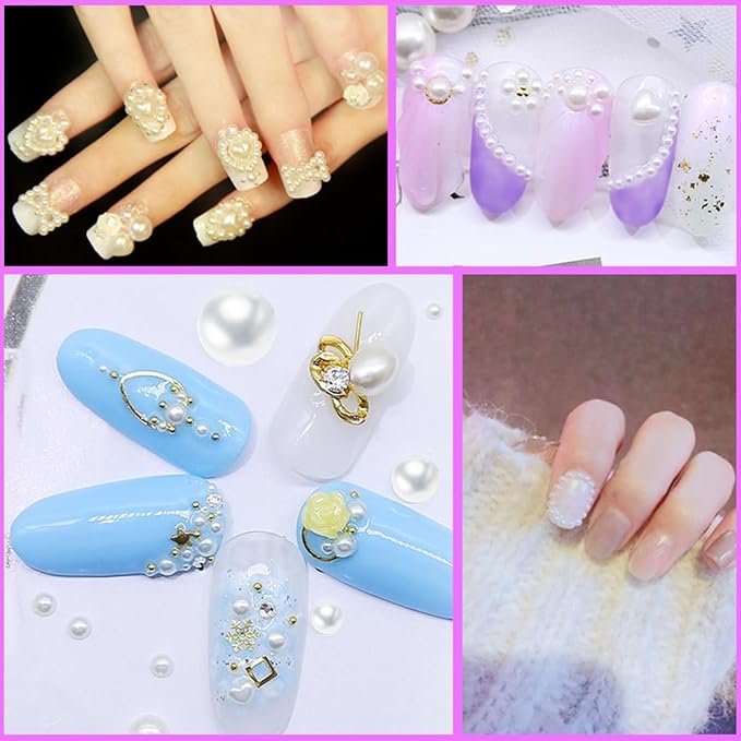 1799 Pcs 4 Sheets Pearl Rhinestone Stickers 3/4/5/6 mm Self Adhesive Rhinestones Gems for Face Eyes Makeup Hair Body (White_pearl-3/4/5/6mm)