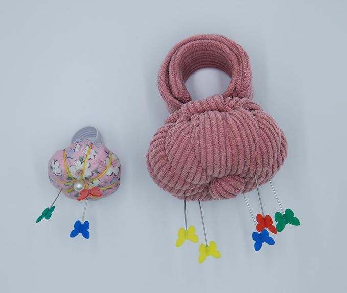 Wrist Pin Cushions, Sewing Needle Cushion kit with 1Pcs Elastic Strap Finger Ring Pincushions, Adjustable Strap Handcraft Needles Holder for Sewing and Quilting. (Light Coral)