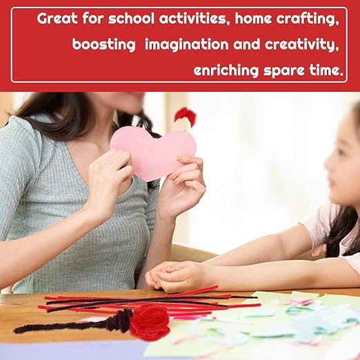60 PCS Red Pipe Cleaners,Pipe Cleaners Chenille Stem,Pipe Cleaners Bulk,Art Pipe Cleaners for Creative Home Decoration Supplies and Crafts Project
