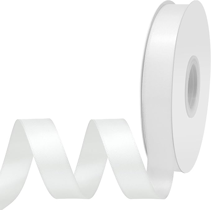 Off White Satin Ribbon 3/4" X 50 Yards Solid Color Double Faced Ribbons Perfect for Crafts Wedding Decor Bow Making Arts Sewing and More