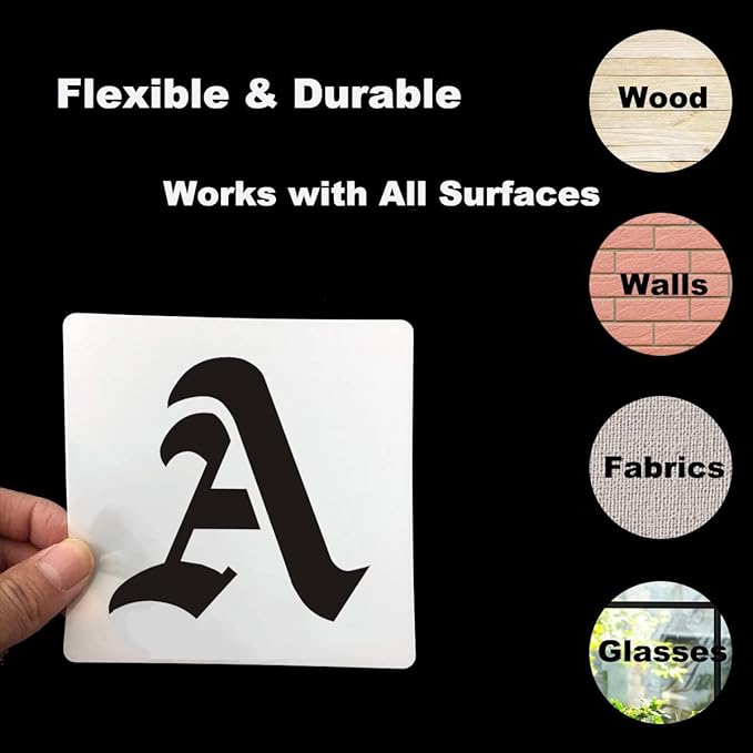2.5 Inch Alphabet Letter Stencils for Painting - 70 Pack Old English Letter Stencil Templates with Numbers and Signs for Painting on Wood, Reusable Letter Stencils for Chalkboard Wood Signs & Wall Art