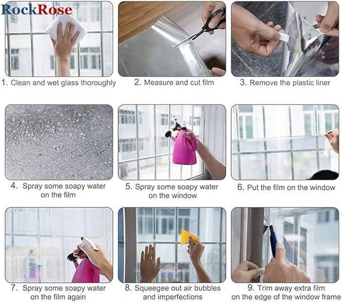 RockRose Security and Safety Clear Window Film - Anti-Shatter Tempered Glass Film for Home & Office Windows - Premium 4 Mil 99% UV Resistant Window Film for Enhanced Safety - (30 in X 10 Ft)