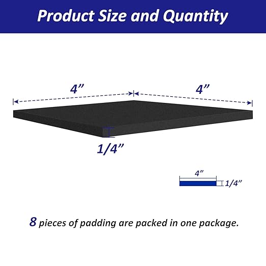 Foam Padding Sheets with Adhesive Backing - 1/4" Thick Self Stick Neoprene Insulation Foam,1/4 Inch Thick X 4 Inch Long X 4 Inch Wide (4, 1/4Inch x 4Inch x 4Inch)