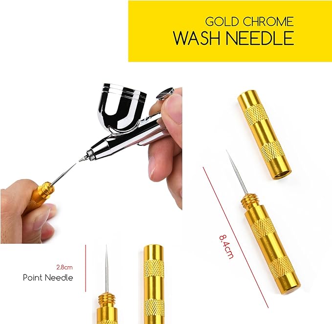 MEEDEN Airbrush Gun Cleaner Kit: Heavy Glass Cleaning Pot with Air Filter Mat and Airbrush Holder, 5 Cleaning Brushes, 5 Cleaning Needles, 1 Nozzle Cleaning Needle
