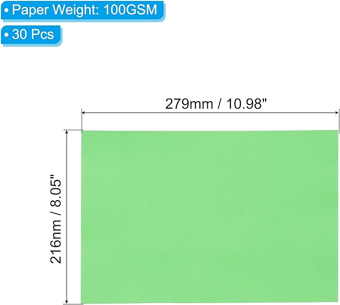 PATIKIL 30 Sheets Vellum Paper 8.5x11inches, Printable Translucent Paper 100GSM Colored for Invitations Laser Inkjet Printing Card Making Crafting Wedding Tracing, Green