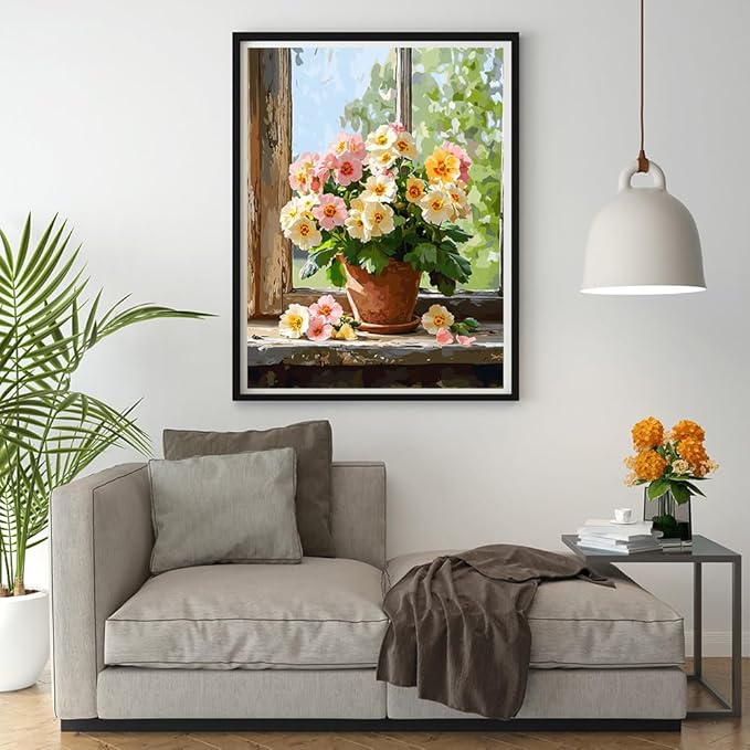 Moohue Art Crafts 14ct Counted Cross Stitch Patterns Kits Flowers Printed Stamped Cross Stitch Kits for Adults Needlepoint Kits (Beautiful Flowers)