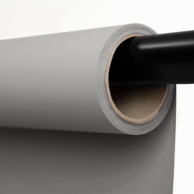 Kate Seamless Paper Backdrop for Photography Light Gray Photo Backdrop Paper (106.8''x32.8' Pursuit Grey)