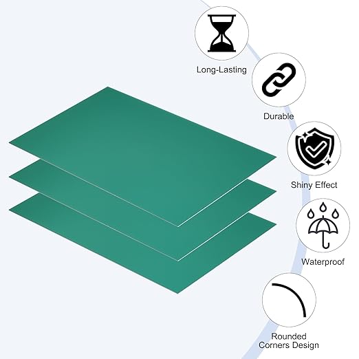 PATIKIL 5x8 Inch Anodized Aluminum Sheet Metal, 15Pcs Laser Plates Engraving Blanks 0.5MM Thin Rectangle for Crafting DIY House Laser Engraving, Green