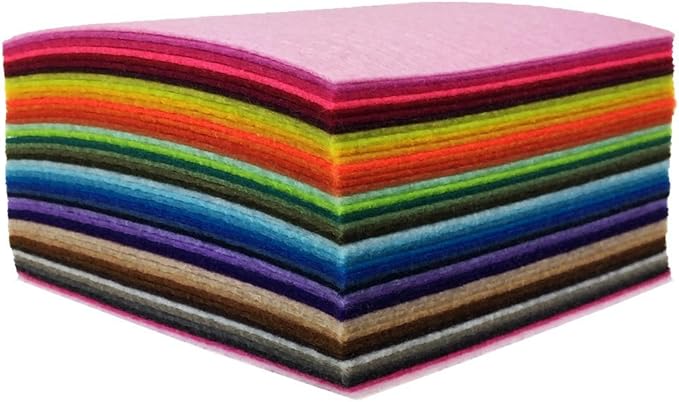 flic-flac 44PCS 4 x 4 inches (10 x10cm) Assorted Color Felt Fabric Sheets Patchwork Sewing DIY Craft 1mm Thick