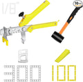 Storystore Tile Leveling System with Tile Pliers and Hammer - 300 Piece Tile Spacers Clips and 100 Piece Reusable Wedges, 1/8 Inch Tile Installation Tools Kit