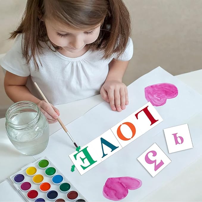 Wooden Letter Stencils - 6 Inch Alphabet & Number Stencils for Painting on Wood, Wall, Door, Porch