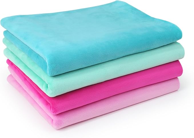 kullaloo Minky Fabric | Bundle: 4 Precut Pieces Solid Minky Plush Fabric for Sewing | 39.5x29.5 Each | for Plushies, Baby Blankets, Pillows, Dog Beds, Apparel | Mermaid Colors Minky Fabric Pack