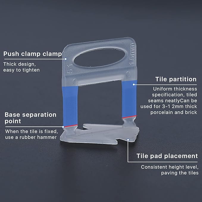 Tile Leveling System Clips Spacers Tile Leveler Clips DIY Tile Leveler Spacers 1000 Pcs 1/32" (1mm) for Professional Ceramic Tile and Stone Installation (1000 1/32")